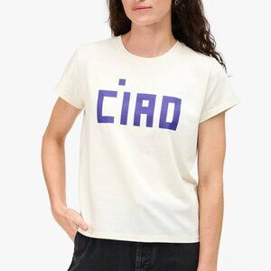 Classic Tee ~ Cream w/ Royal Black Block Ciao